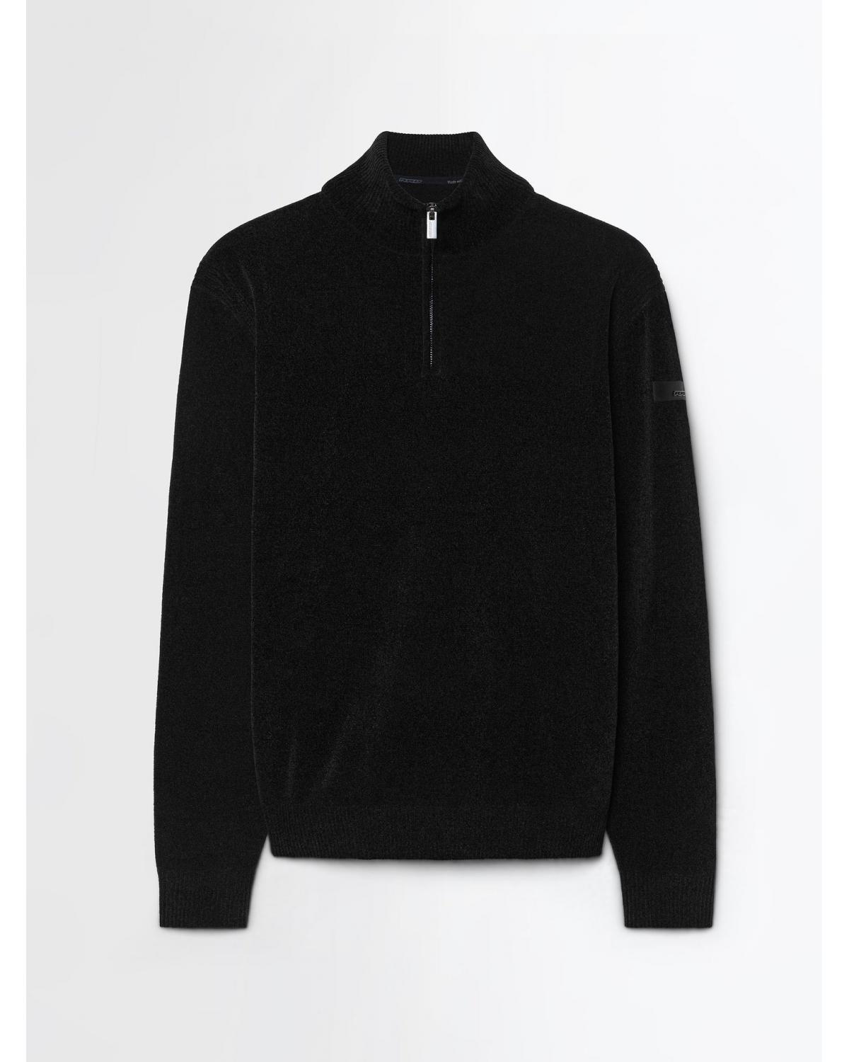 PULL RRD VELVET COL MONTANT ZIP NOIR
