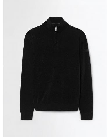 PULL RRD VELVET COL MONTANT ZIP NOIR