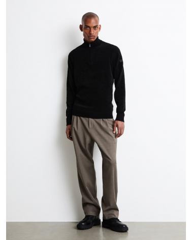 PULL RRD VELVET COL MONTANT ZIP NOIR