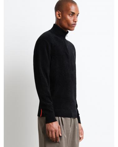 PULL RRD VELVET COL MONTANT ZIP NOIR