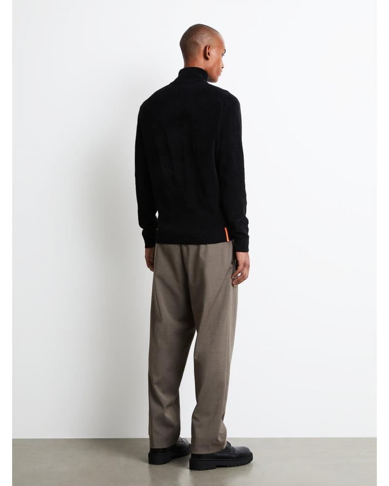 PULL RRD VELVET COL MONTANT ZIP NOIR