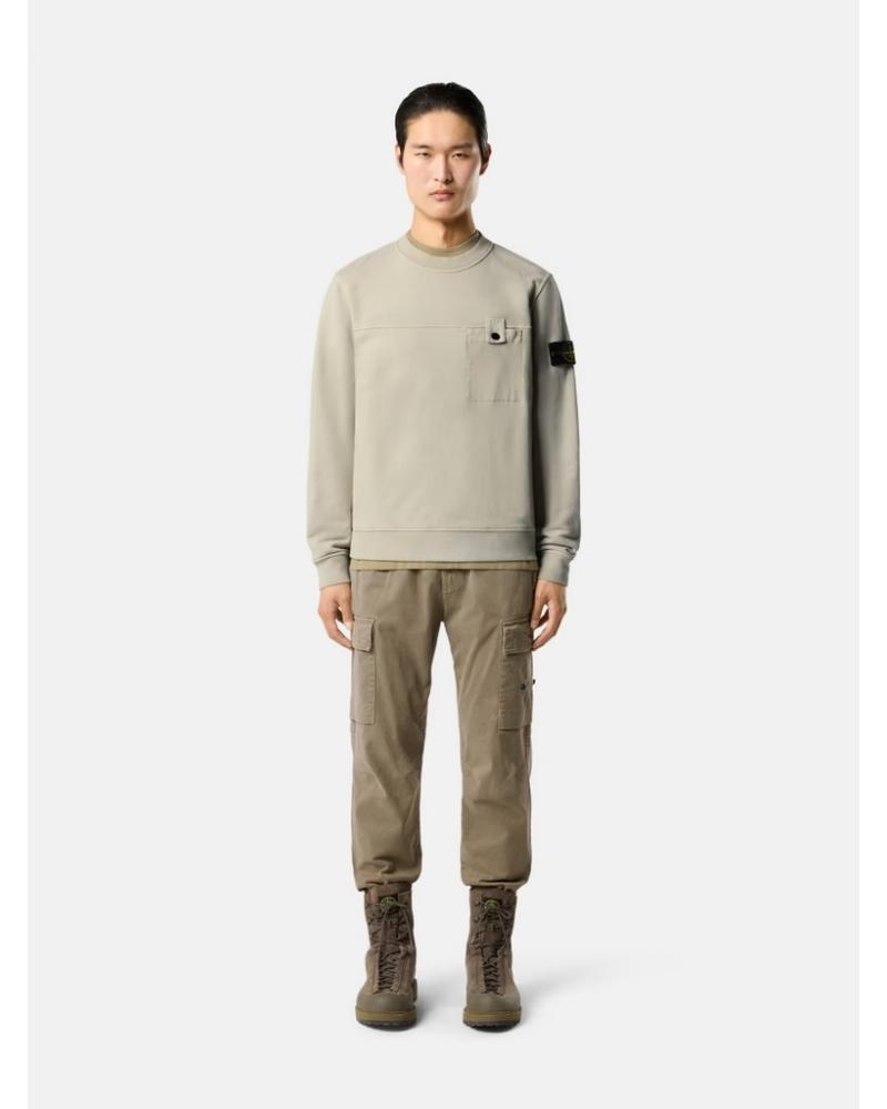 SWEAT STONE ISLAND COL ROND 6100038 S0A20 005G  VERT MILITAIRE KAKI
