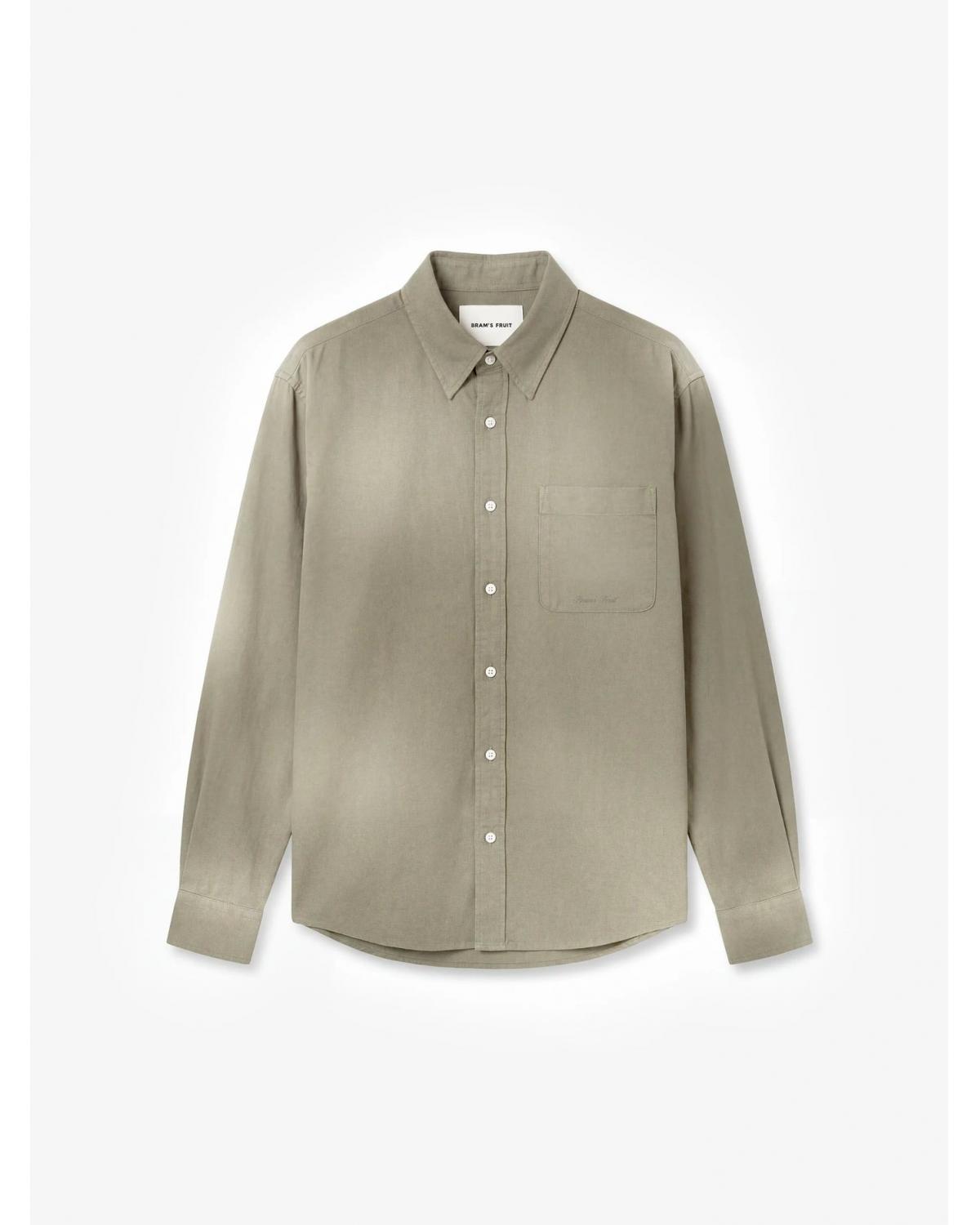 Chemise manches longues avec logo Dyed Script - Vert forêt délavé