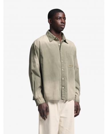 Chemise manches longues avec logo Dyed Script - Vert forêt délavé