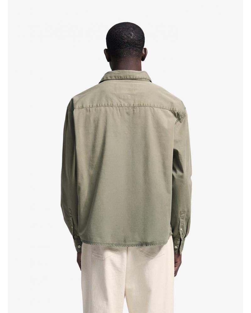 Chemise manches longues avec logo Dyed Script - Vert forêt délavé