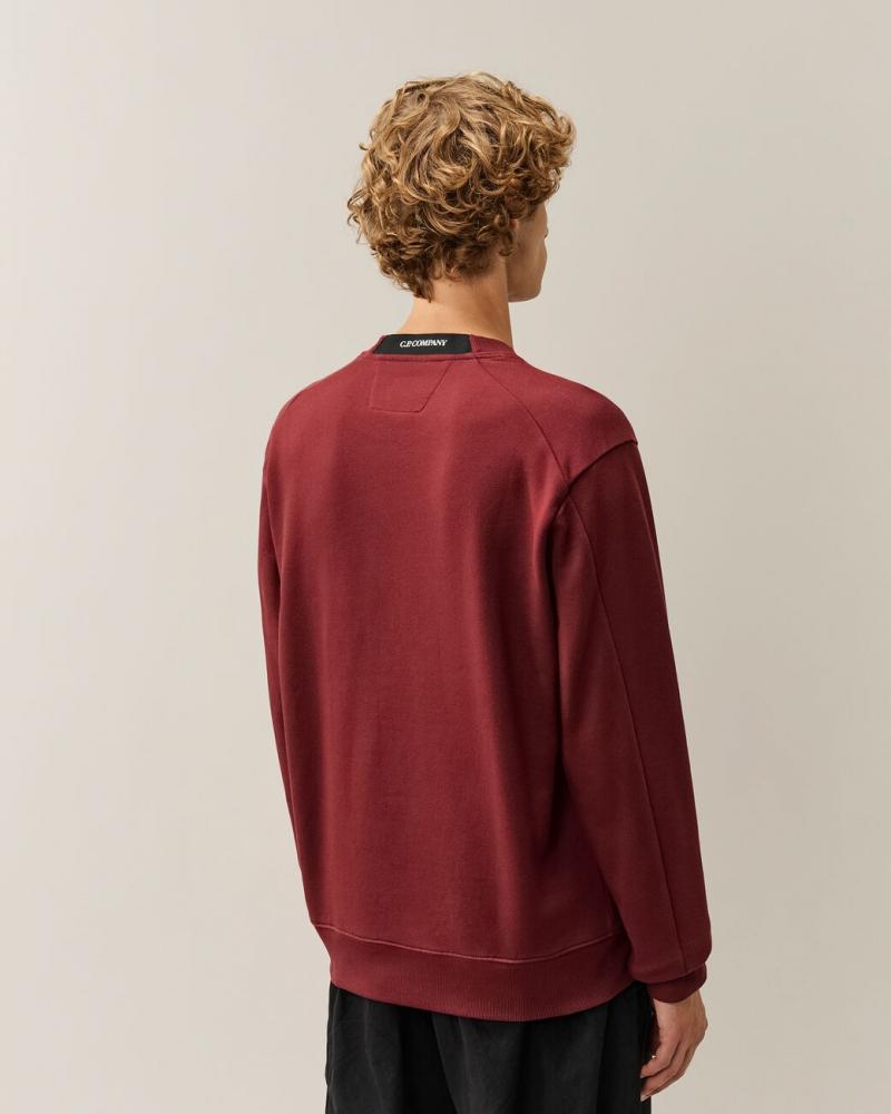 SWEAT C.P.COMPANY DIAGONAL RAISED CREW NECK SS713A  592Andorra Red Bordeaux