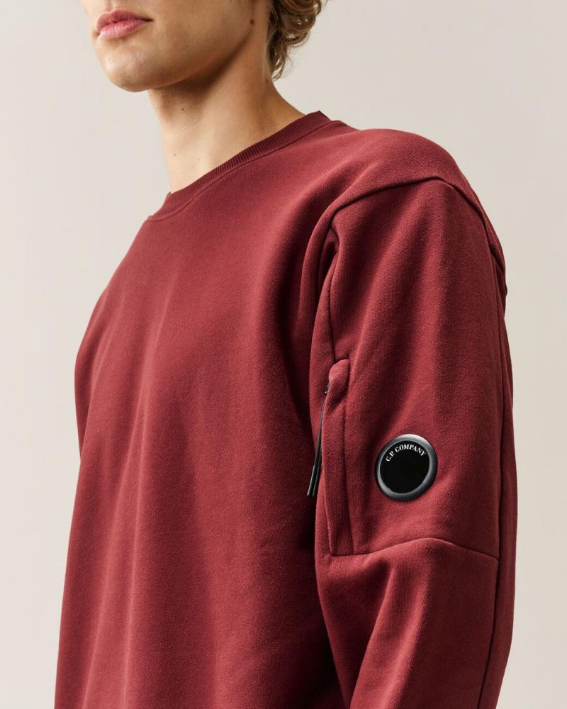 SWEAT C.P.COMPANY DIAGONAL RAISED CREW NECK SS713A  592Andorra Red Bordeaux