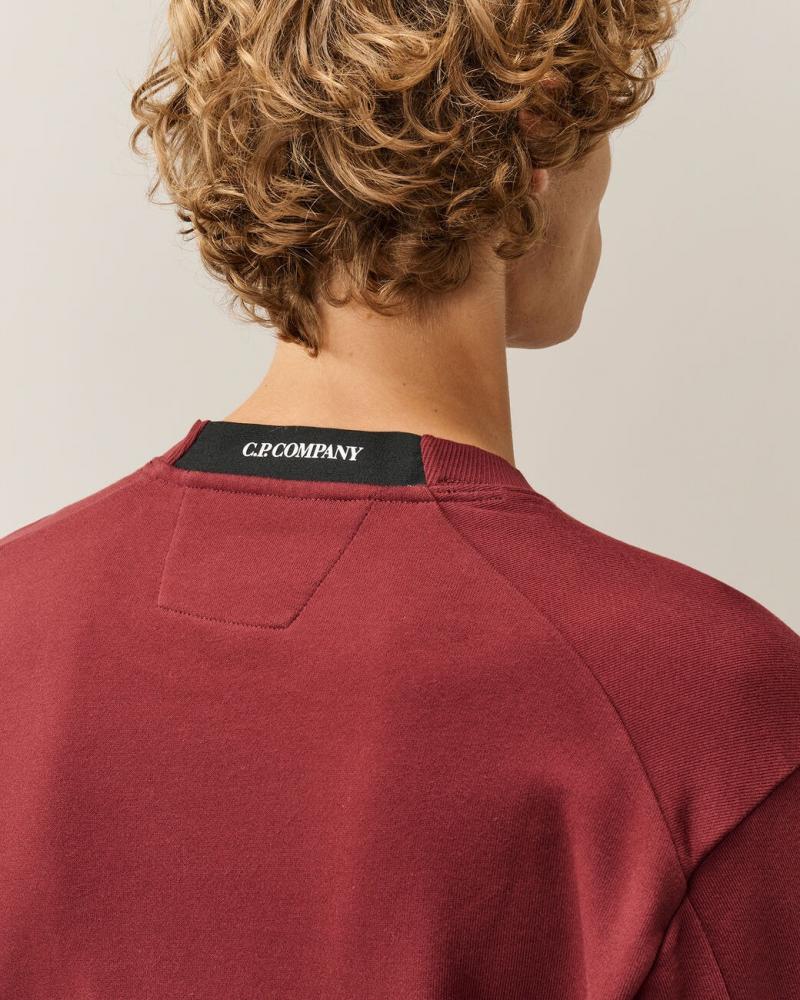 SWEAT C.P.COMPANY DIAGONAL RAISED CREW NECK SS713A  592Andorra Red Bordeaux