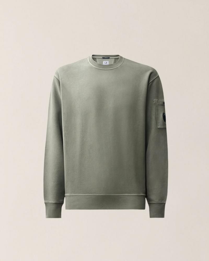 SWEAT CREW NECK BRUSHED EMERIZED DIAGONAL FLEECE C.P. COMPANY SS192A 356 VERT