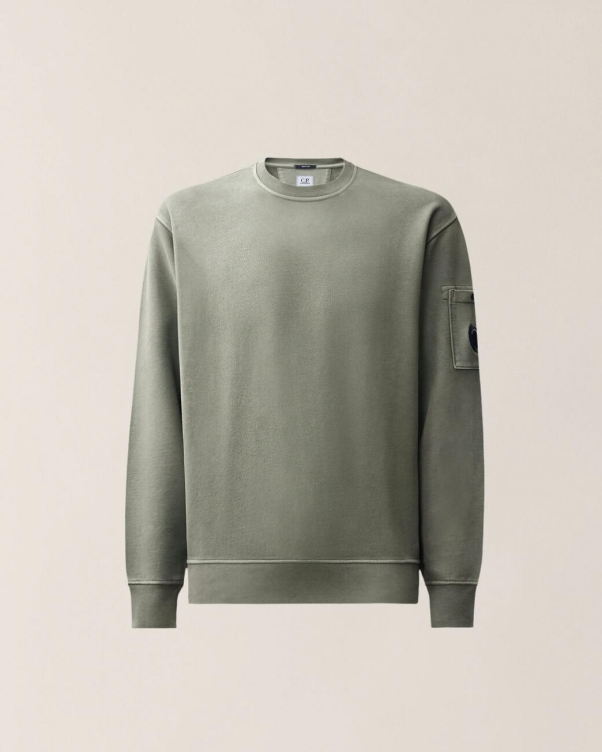 SWEAT CREW NECK BRUSHED EMERIZED DIAGONAL FLEECE C.P. COMPANY SS192A 356 VERT
