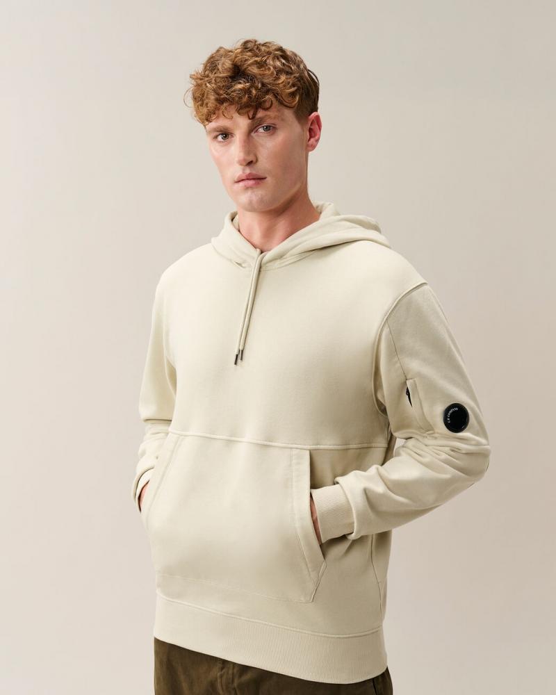SWEAT C.P COMPANY HOODED  SS714 120  SILVER BIRCH ECRU  