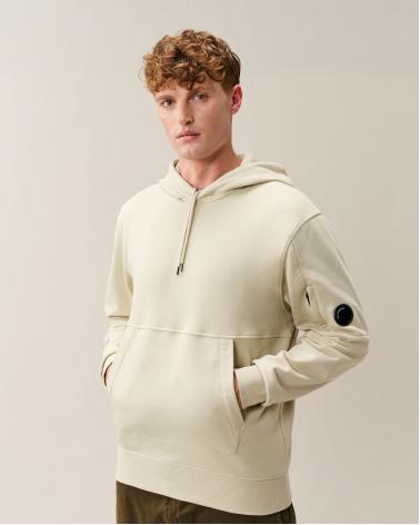 SWEAT C.P COMPANY HOODED  SS714 120  SILVER BIRCH ECRU  