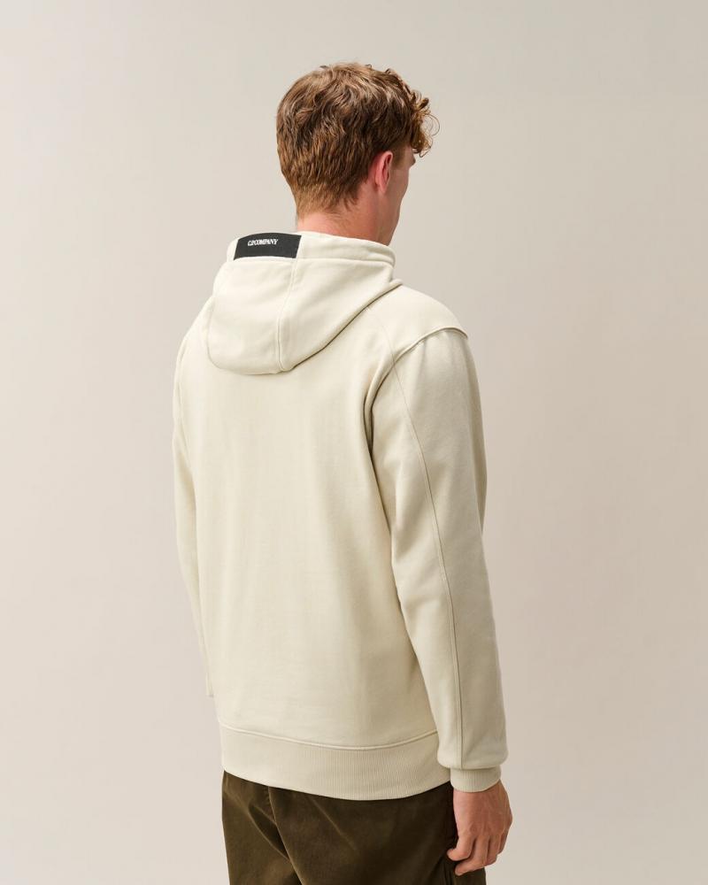SWEAT C.P COMPANY HOODED  SS714 120  SILVER BIRCH ECRU  
