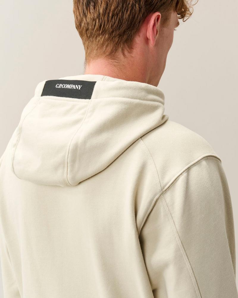 SWEAT C.P COMPANY HOODED  SS714 120  SILVER BIRCH ECRU  