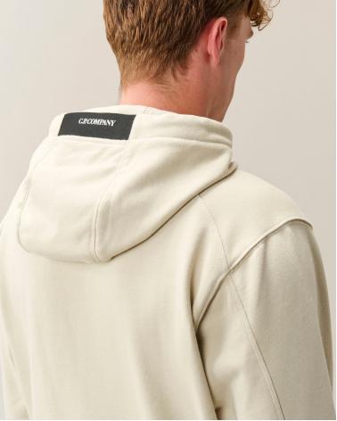 SWEAT C.P COMPANY HOODED  SS714 120  SILVER BIRCH ECRU  