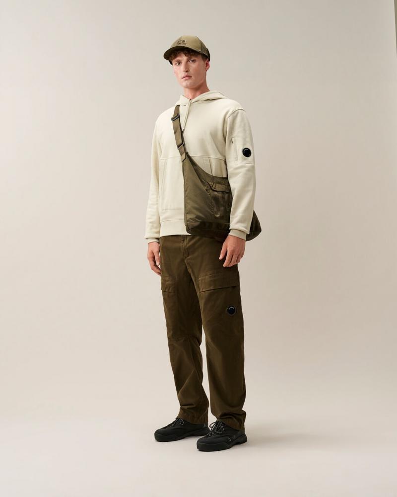 SWEAT C.P COMPANY HOODED  SS714 120  SILVER BIRCH ECRU  