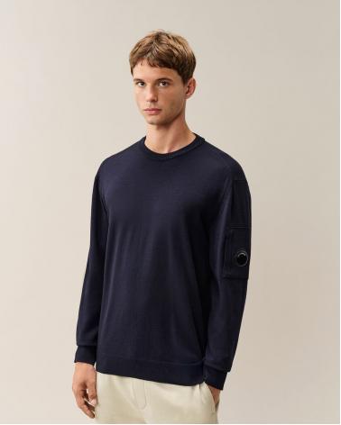 MAILLE EXTRAFINE MERINO WOOL LENS CREWNECK C.P. COMPANY KN069A 888 MARINE