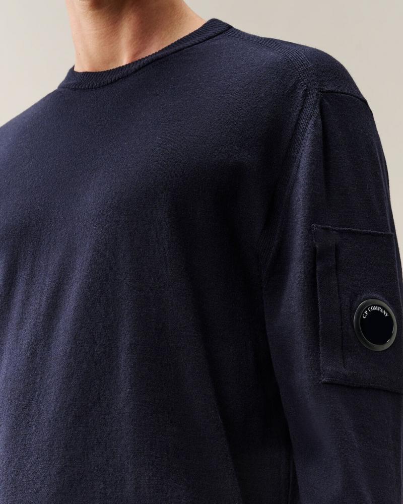 MAILLE EXTRAFINE MERINO WOOL LENS CREWNECK C.P. COMPANY KN069A 888 MARINE
