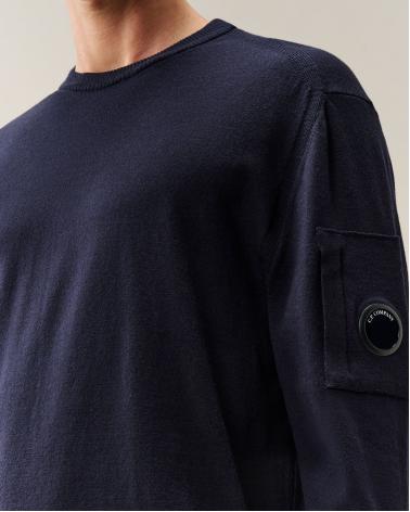 MAILLE EXTRAFINE MERINO WOOL LENS CREWNECK C.P. COMPANY KN069A 888 MARINE