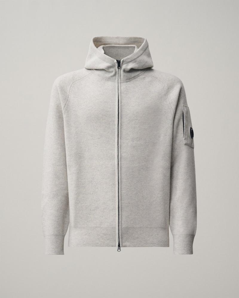 CARDIGAN CP.COMPANY ZIPPE H00DED KN097A  M13 GRIS CLAIR