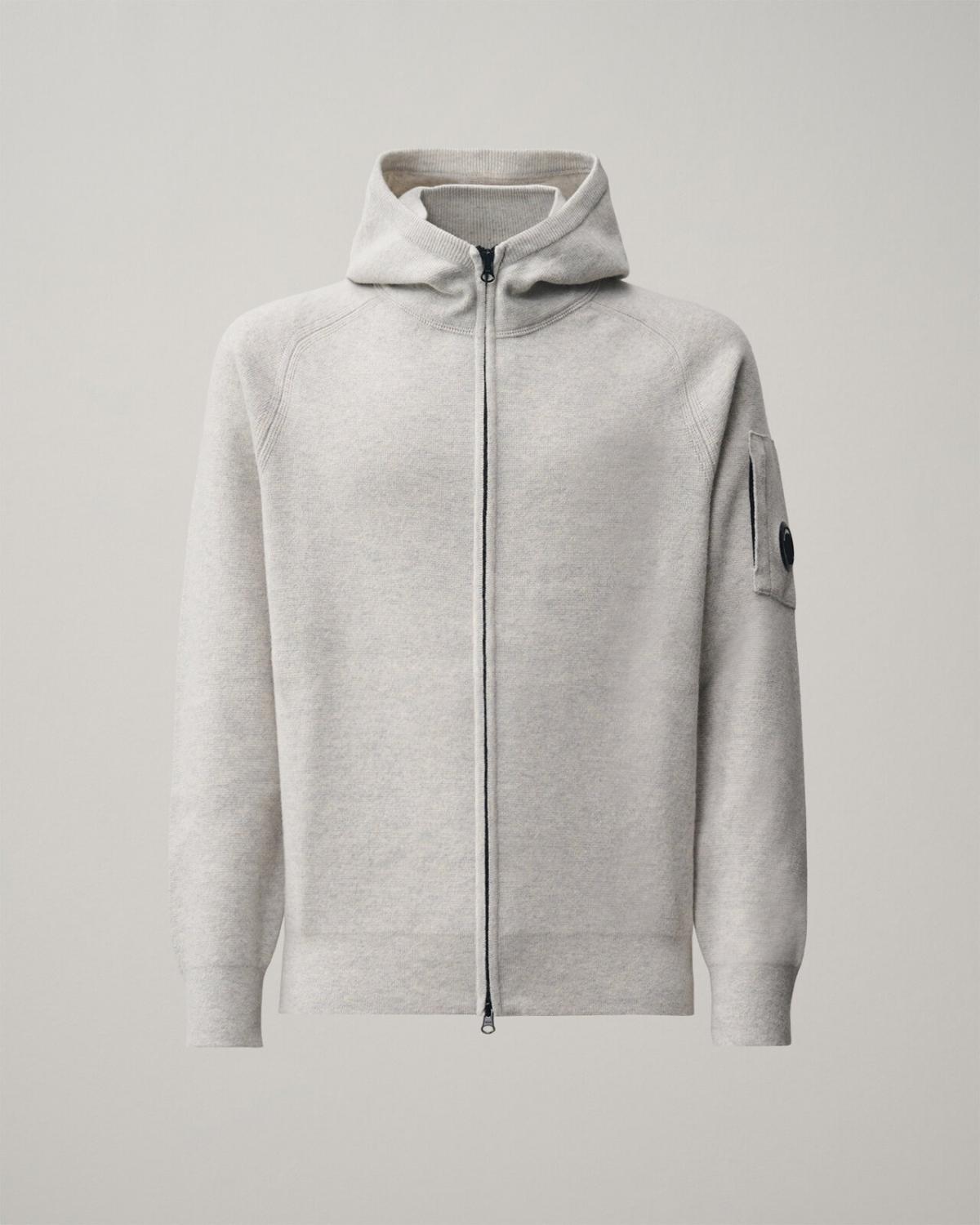 CARDIGAN CP.COMPANY ZIPPE H00DED KN097A  M13 GRIS CLAIR