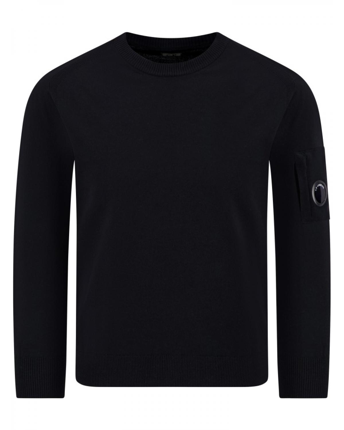 MAILLE EXTRAFINE MERINO WOOL LENS CREWNECK C.P. COMPANY KN069A 999 NOIR