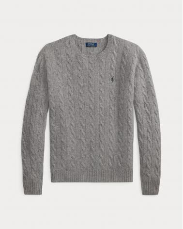 PULL TORSADES RALPH LAUREN LAINE CASHMERE GRIS