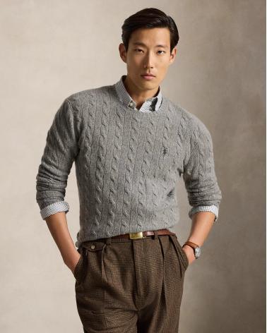 PULL TORSADES RALPH LAUREN LAINE CASHMERE GRIS