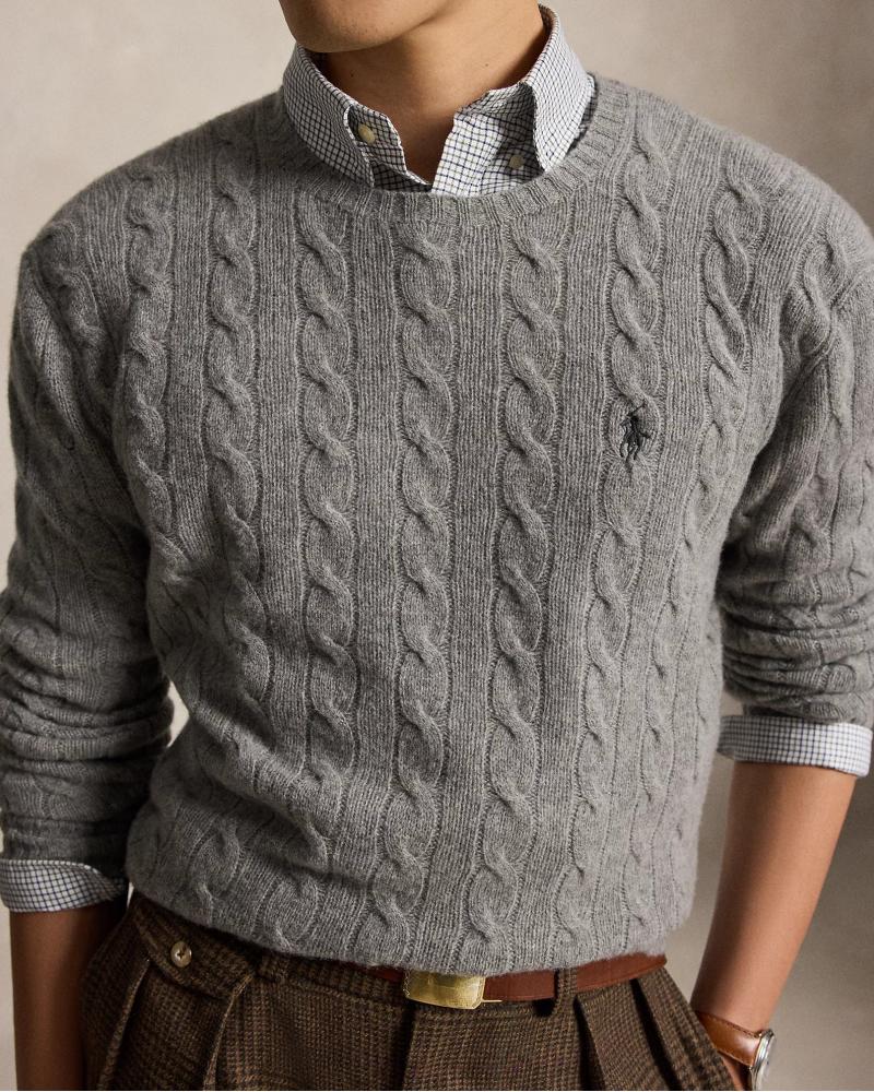 PULL TORSADES RALPH LAUREN LAINE CASHMERE GRIS