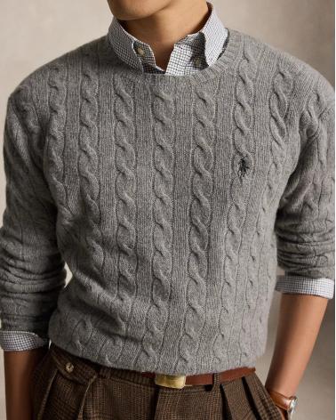 PULL TORSADES RALPH LAUREN LAINE CASHMERE GRIS