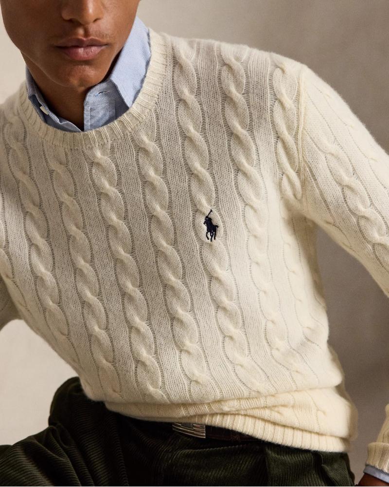 PULL TORSADES RALPH LAUREN LAINE CASHMERE IVOIRE 