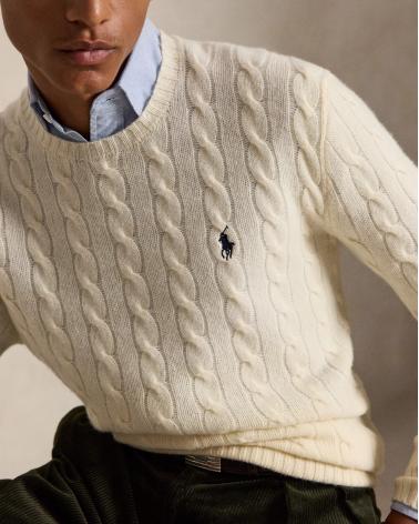 PULL TORSADES RALPH LAUREN LAINE CASHMERE IVOIRE 