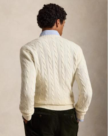 PULL TORSADES RALPH LAUREN LAINE CASHMERE IVOIRE 