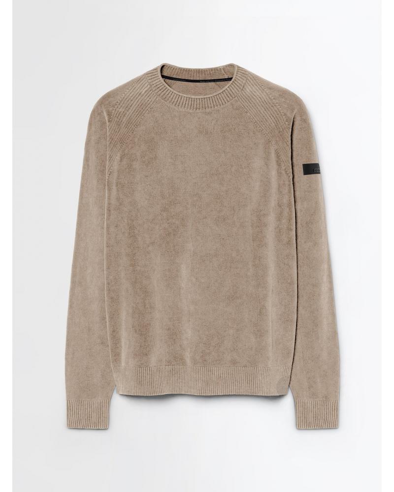 PULL COL ROND RRD VELVET TECHNO  FERN BEIGE