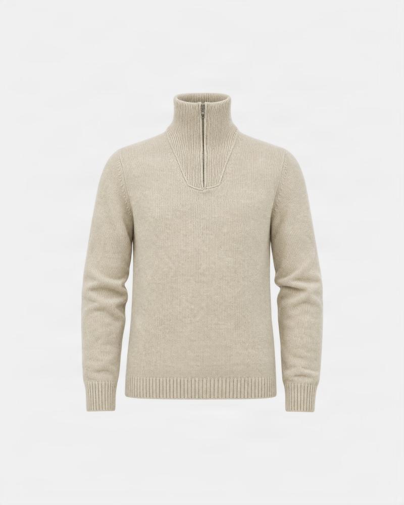 PULL D FIESOLI CAMIONEUR MI ZIP BEIGE CLAIR