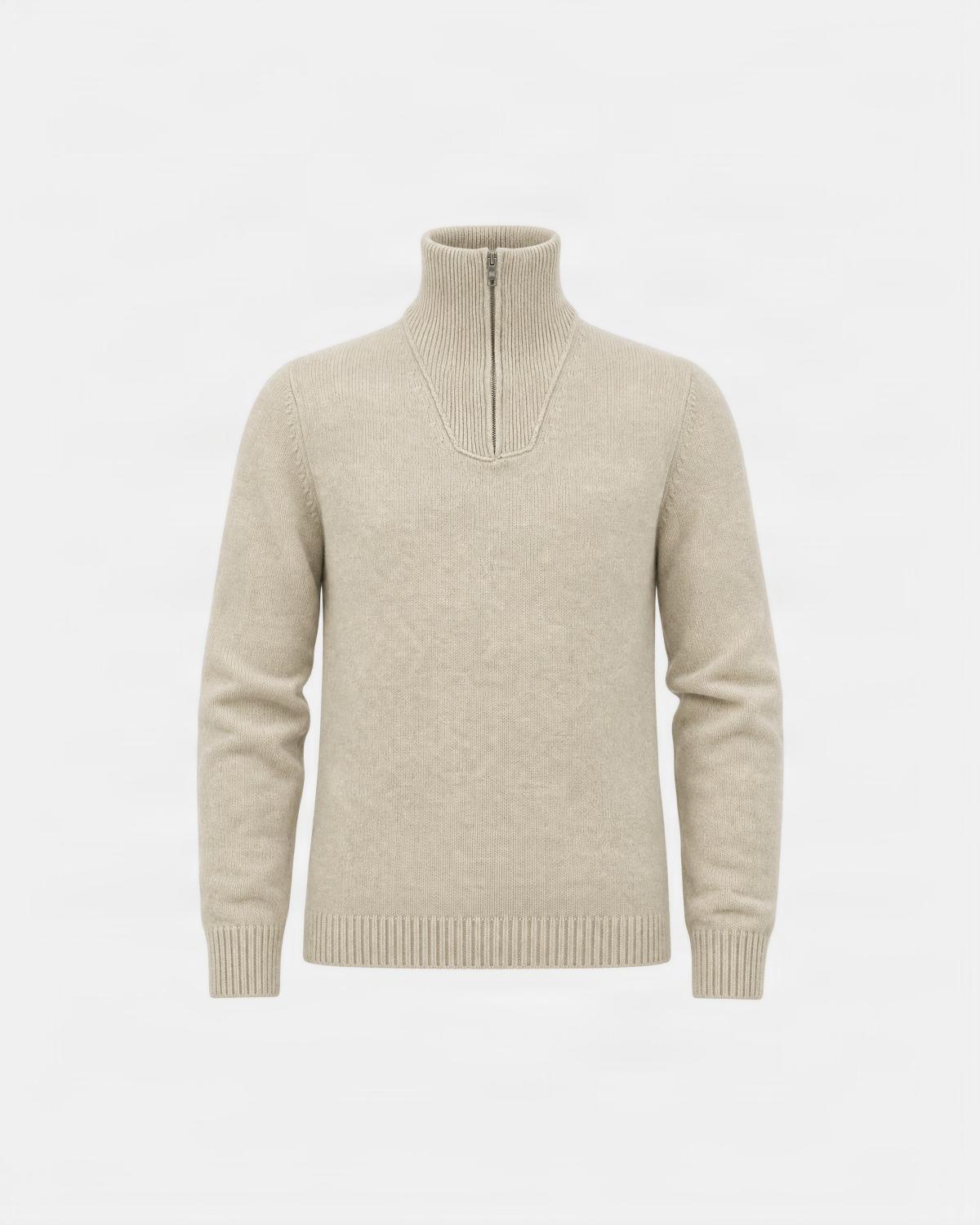 PULL D FIESOLI CAMIONEUR MI ZIP BEIGE CLAIR