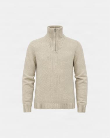 PULL D FIESOLI CAMIONEUR MI ZIP BEIGE CLAIR