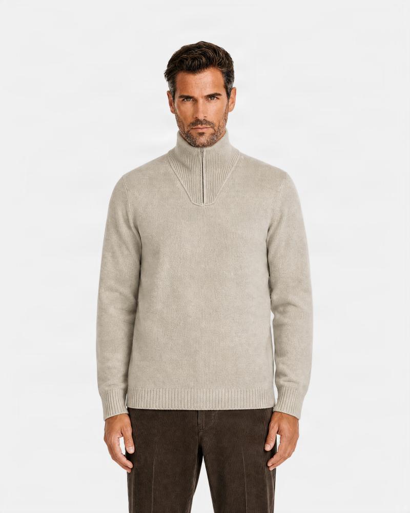 PULL D FIESOLI CAMIONEUR MI ZIP BEIGE CLAIR