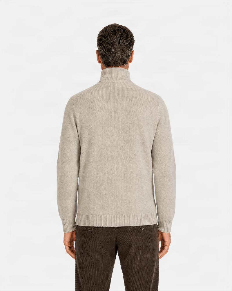 PULL D FIESOLI CAMIONEUR MI ZIP BEIGE CLAIR