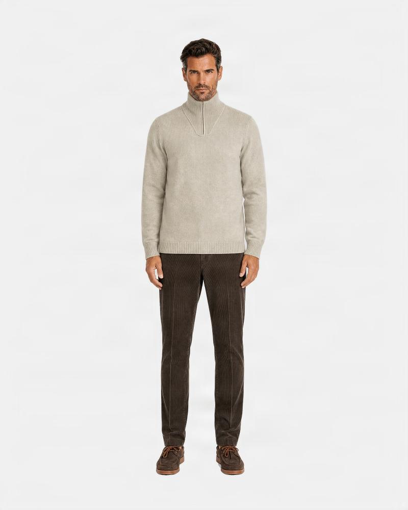 PULL D FIESOLI CAMIONEUR MI ZIP BEIGE CLAIR