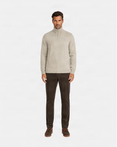 PULL D FIESOLI CAMIONEUR MI ZIP BEIGE CLAIR