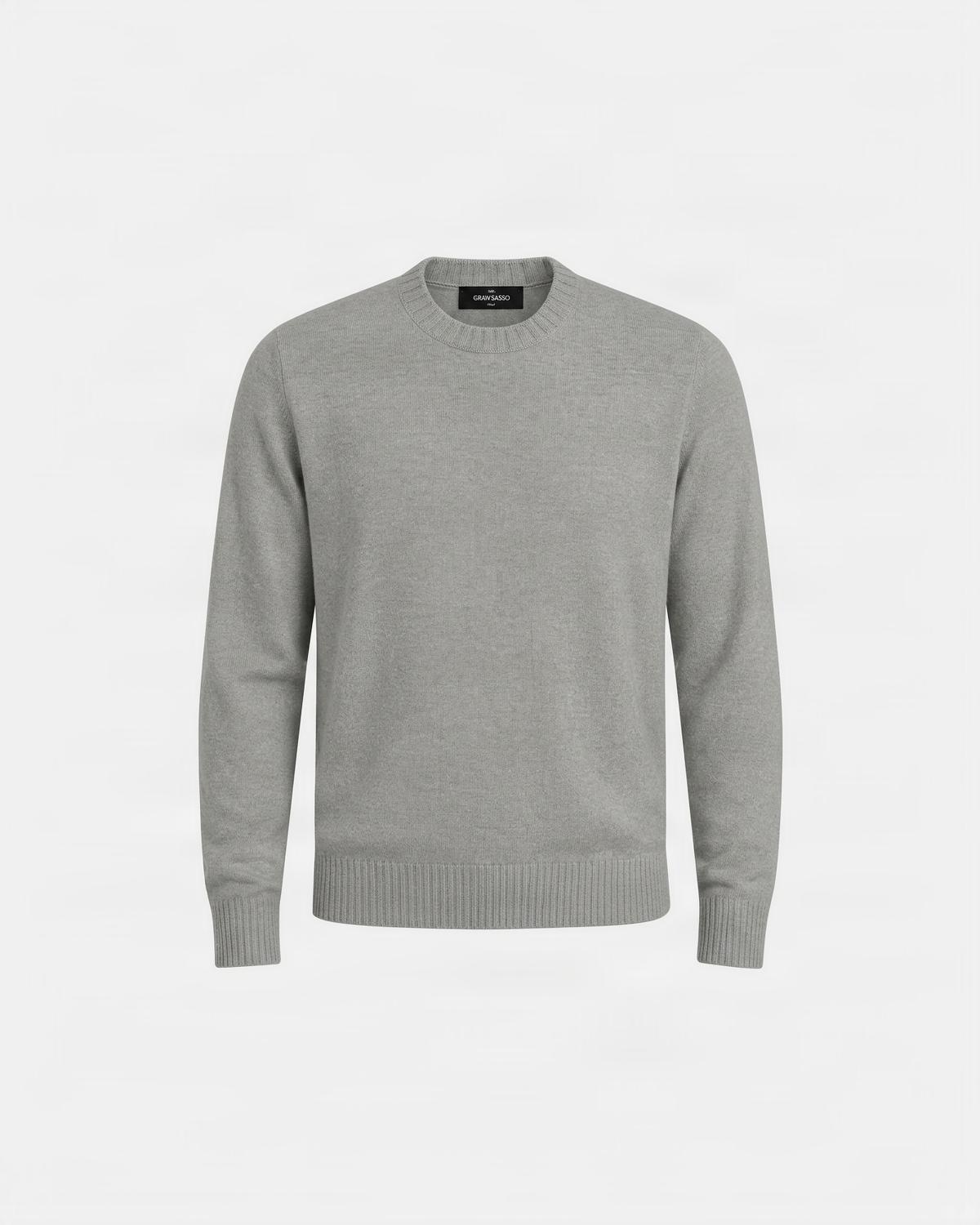 PULL COL ROND GRAN SASSO PUR CASHMERE GRIS CLAIR