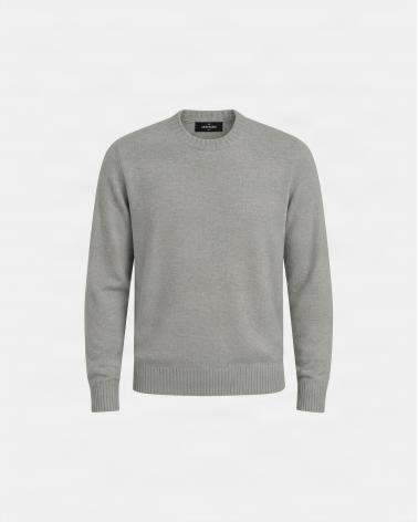 PULL COL ROND GRAN SASSO PUR CASHMERE GRIS CLAIR