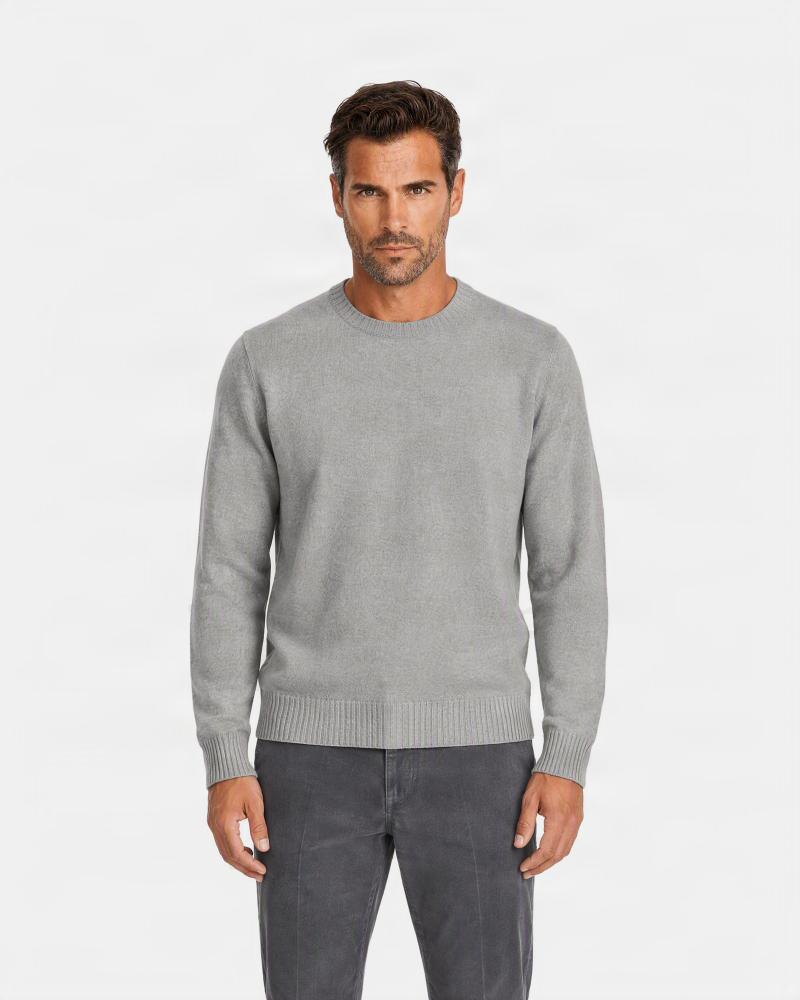 PULL COL ROND GRAN SASSO PUR CASHMERE GRIS CLAIR
