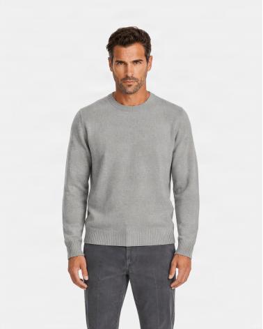 PULL COL ROND GRAN SASSO PUR CASHMERE GRIS CLAIR