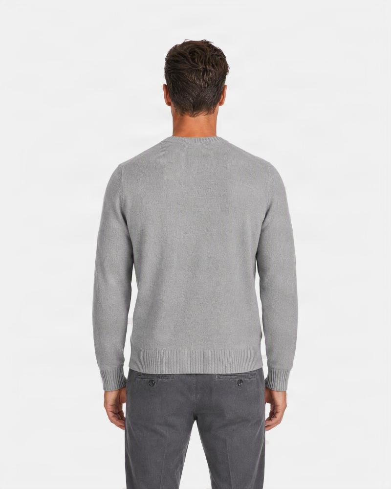 PULL COL ROND GRAN SASSO PUR CASHMERE GRIS CLAIR