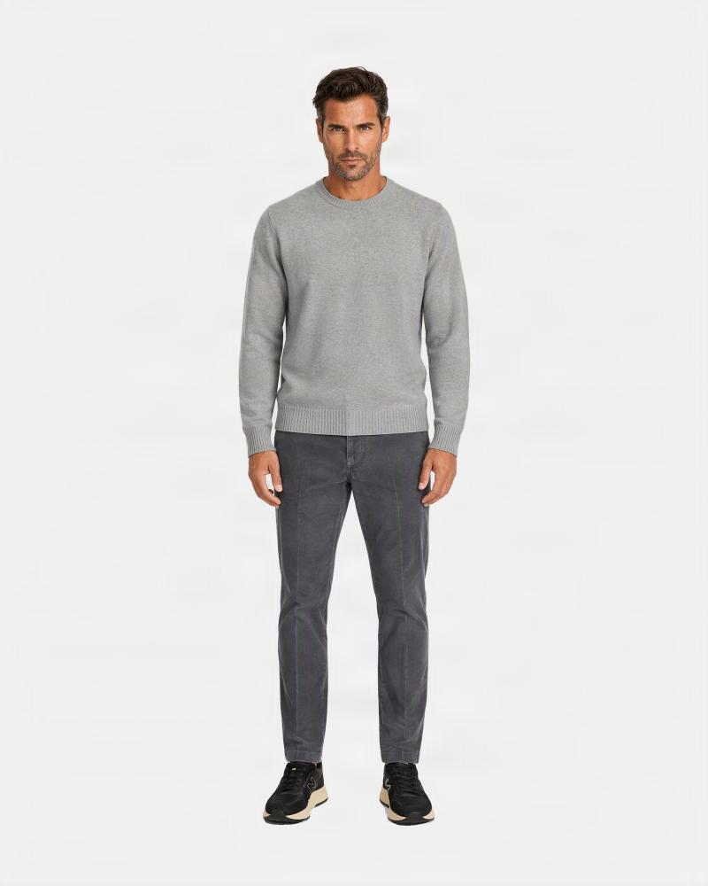 PULL COL ROND GRAN SASSO PUR CASHMERE GRIS CLAIR