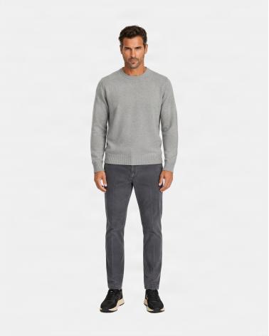 PULL COL ROND GRAN SASSO PUR CASHMERE GRIS CLAIR