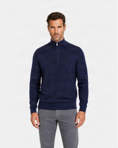 PULL POLO GRAN SASSO ZIPPÈ MARINE