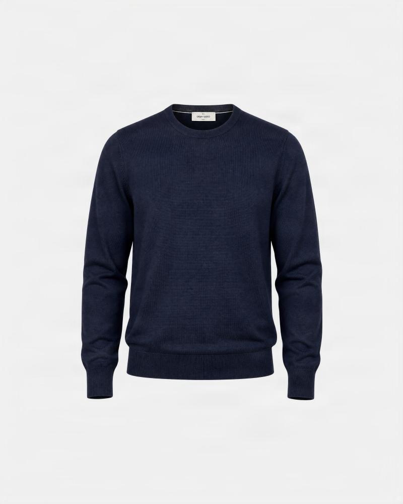 PULL COL ROND GRAN SASSO 100% LAINE MERINOS  MARINE